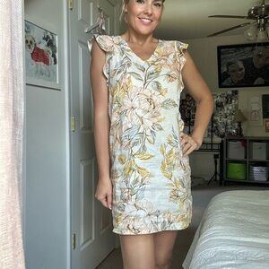 Floral Print Sleeveless linen Dress size small
